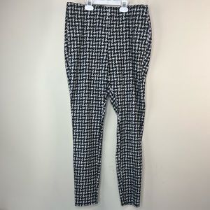Nanette Lepore Black White Print Pants, Medium